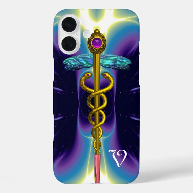 GOLD CADUCEUS MONOGRAM Case-Mate iPhone CASE (Back)
