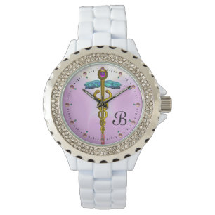 GOLD CADUCEUS MONOGRAM ,Pink Lilac Watch