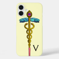 GOLD CADUCEUS MONOGRAM,White