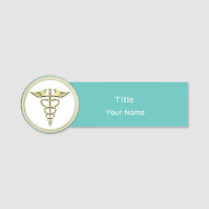 Gold Caduceus Name Tag