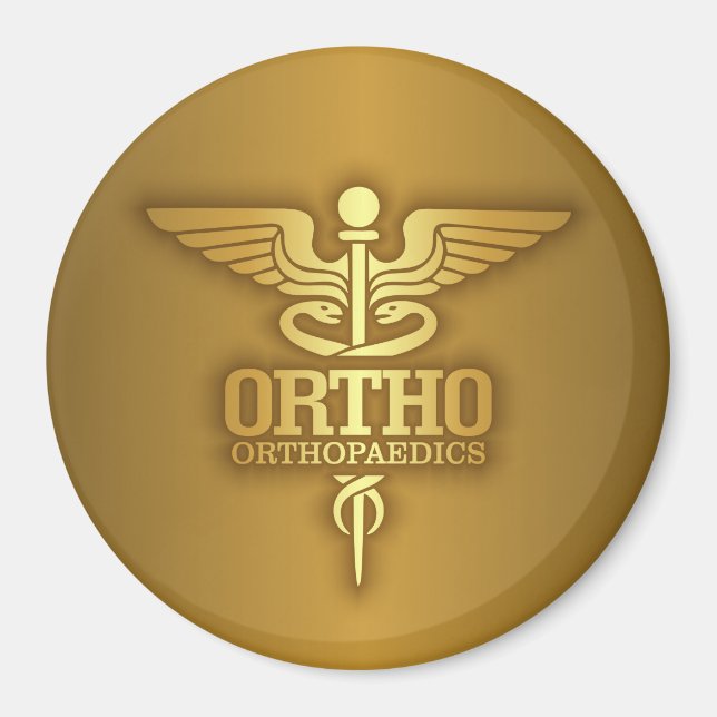 Gold Caduceus (ORTHO) Magnet (Front)