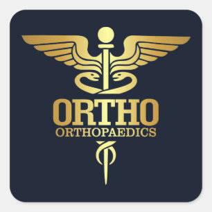 Gold Caduceus (ORTHO) Square Sticker