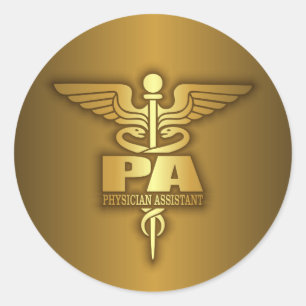 Gold Caduceus (PA) Classic Round Sticker