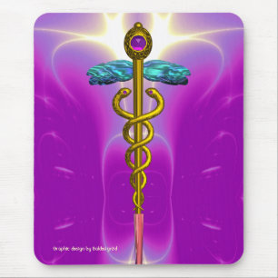 GOLD CADUCEUS Pink Fuchsia Mouse Mat
