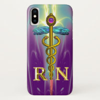 GOLD CADUCEUS REGISTERED NURSE SYMBOL Blue Purple