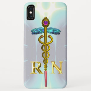 GOLD CADUCEUS REGISTERED NURSE SYMBOL Light Blue iPhone XS Max Case