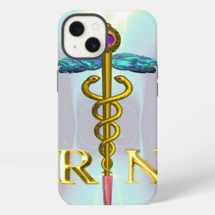 GOLD CADUCEUS REGISTERED NURSE SYMBOL Light Blue iPhone 13 Case