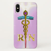 GOLD CADUCEUS REGISTERED NURSE SYMBOL Light Pink