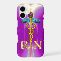 GOLD CADUCEUS REGISTERED NURSE SYMBOL Pink Fuchsia