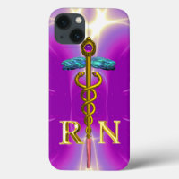 GOLD CADUCEUS REGISTERED NURSE SYMBOL Pink Fuchsia