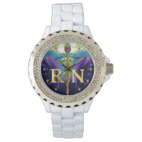 GOLD CADUCEUS REGISTERED NURSE SYMBOL Purple Blue