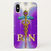 GOLD CADUCEUS REGISTERED NURSE SYMBOL Purple