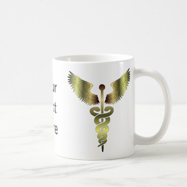 Gold Caduceus symbol Coffee Mug (Right)