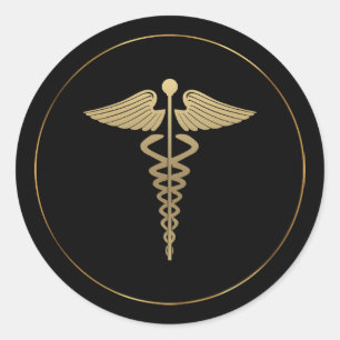 Gold Caduceus Symbol Sticker