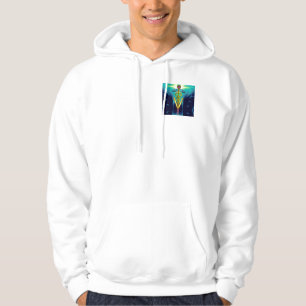 GOLD CADUCEUS VETERINARY SYMBOL, Aqua Blue Waves Hoodie