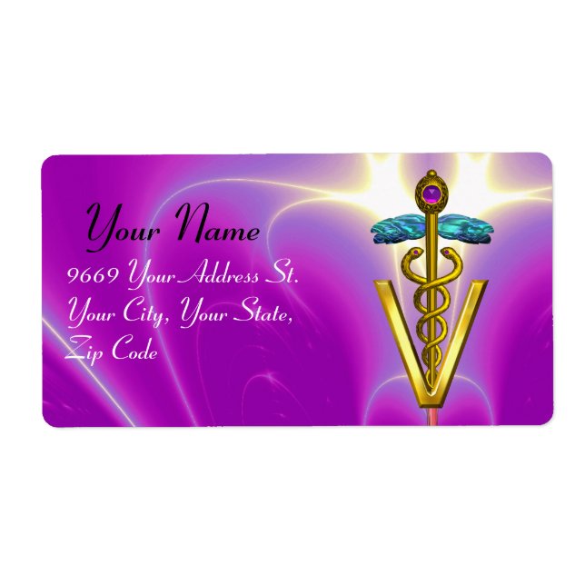 GOLD CADUCEUS VETERINARY SYMBOL Pink Fuchsia (Front)