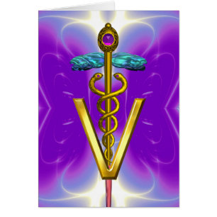 GOLD CADUCEUS VETERINARY SYMBOL Purple Fuchsia