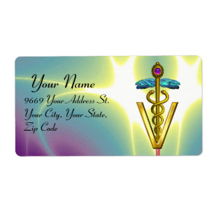 GOLD CADUCEUS VETERINARY SYMBOL Teal Blue