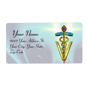 GOLD CADUCEUS VETERINARY SYMBOL Teal Blue