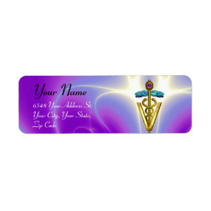 GOLD CADUCEUS VETERINARY SYMBOL,Violet ,Purple