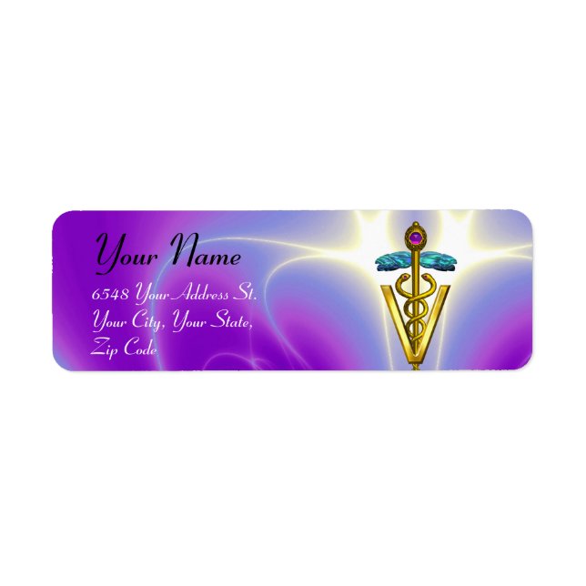 GOLD CADUCEUS VETERINARY SYMBOL,Violet ,Purple (Front)