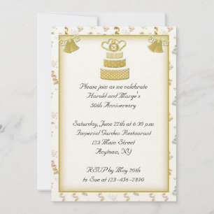 Gold Cake 50th Anniversary Invitation