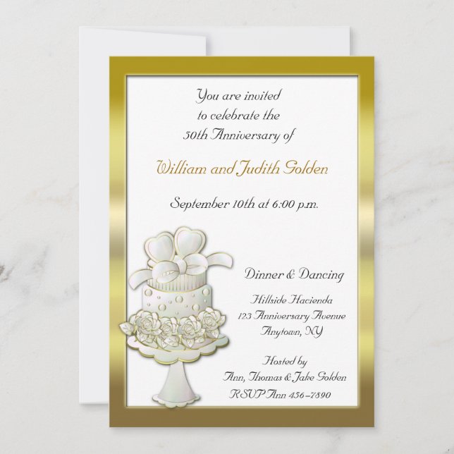 Gold Cake Invitation (Front)