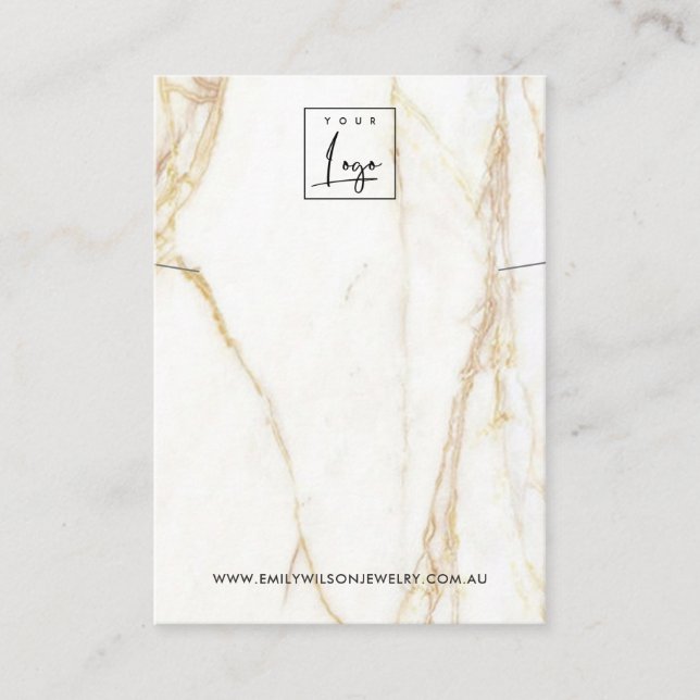 GOLD CALACATTA MARBLE NECKLACE BRACELET DISPLAY BUSINESS CARD (Front)