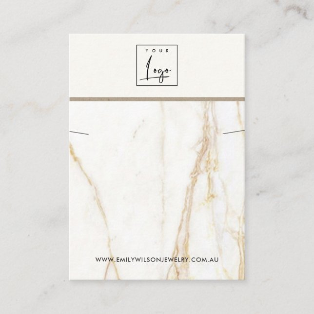 GOLD CALACATTA MARBLE NECKLACE BRACELET DISPLAY BUSINESS CARD (Front)