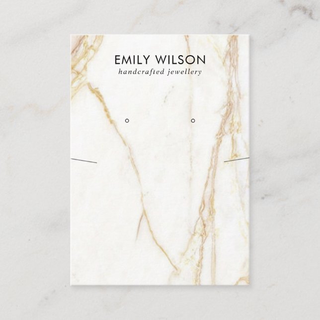 GOLD CALACATTA MARBLE NECKLACE EARRING DISPLAY BUSINESS CARD (Front)
