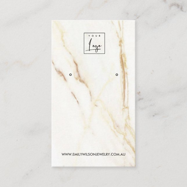 GOLD CALACATTA MARBLE STUD EARRING DISPLAY CARD (Front)