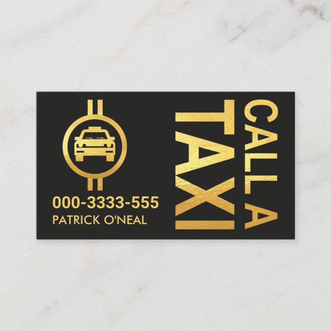 Gold CALL A TAXI Cab Driver Business Card (Front)