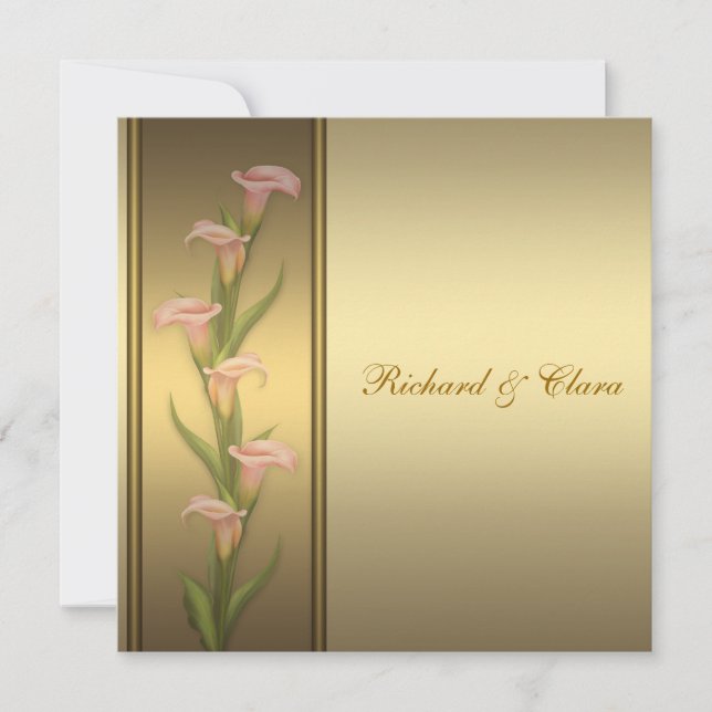 Gold Calla Lily 50th Golden Anniversary Invitation (Front)