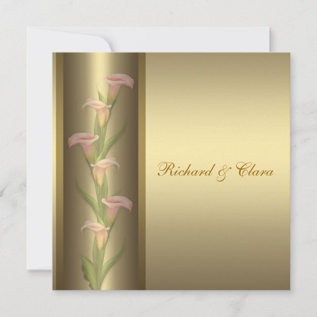 Gold Calla Lily 50th Golden Anniversary Invitation (Front)
