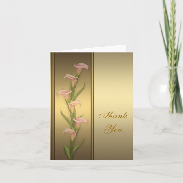 Gold Calla Lily Thank You Card (Front)