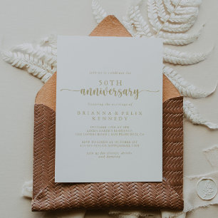 Gold Calligraphy 50th Wedding Anniversary Invitation