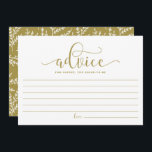 Gold Calligraphy Adivce for the Bride to Be Advice Card<br><div class="desc">Gold Calligraphy Advice for the Bride-to-be Bride Card | Write down your advice for the bride-to-be with this blank memories card. It features whimsical calligraphy with foliage pattern. Matching items are available.</div>