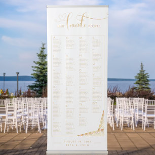 Gold Calligraphy AlphabeticWedding Seating Chart Retractable Banner