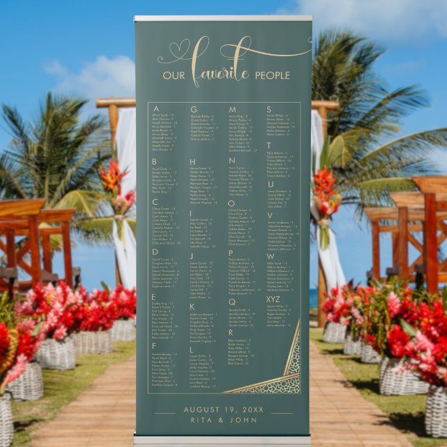 Gold Calligraphy AlphabeticWedding Seating Chart Retractable Banner (Creator Uploaded)