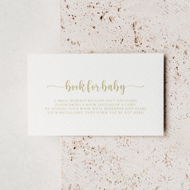 Gold Calligraphy Baby Shower Book Request   Enclosure Card (Creator Uploaded)
