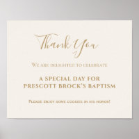 Gold Calligraphy Baptism Favour Poster