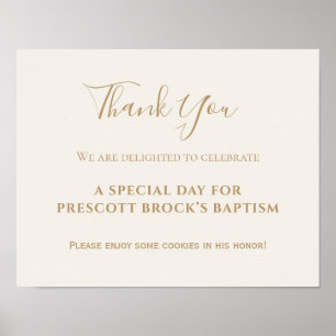 Gold Calligraphy Baptism Favour Poster