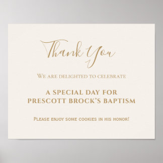 Gold Calligraphy Baptism Favour Poster