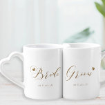 Gold Calligraphy Bride and Groom Newlyweds Coffee Mug Set<br><div class="desc">Custom-designed coffee/tea mug set for the bride and groom featuring gold glitter calligraphy and hearts with editable wedding date. This personalised mug set makes a memorable wedding gift for the newlyweds.</div>