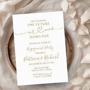 Gold Calligraphy Engagement Party Invitation