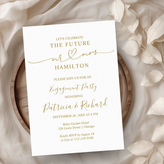 Gold Calligraphy Engagement Party Invitation (Creator Uploaded)