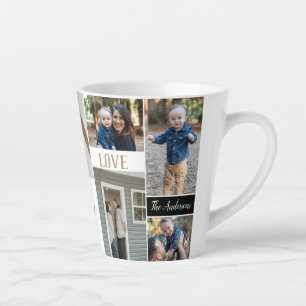 Gold Calligraphy Family Photo Collage Latte Mug