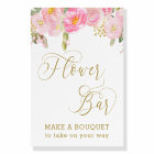 Gold Calligraphy Floral Pink Flower Bar Easel