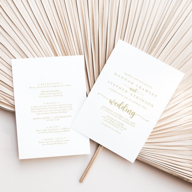 Gold Calligraphy Front & Back Wedding  Invitation (Creator Uploaded)