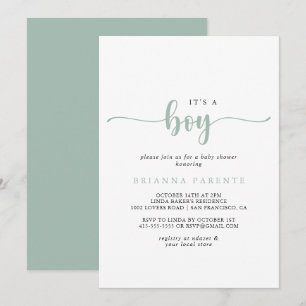 Gold Calligraphy It's A Boy Baby Shower   Invitation
